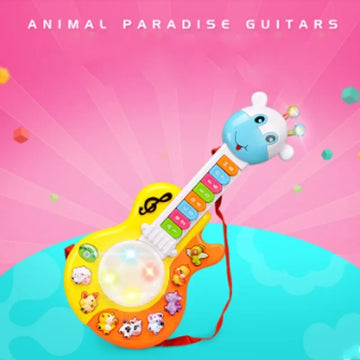 Multi-Function Electronic Guitar Piano Learning Toy with Lights Animal Sounds for Babies
