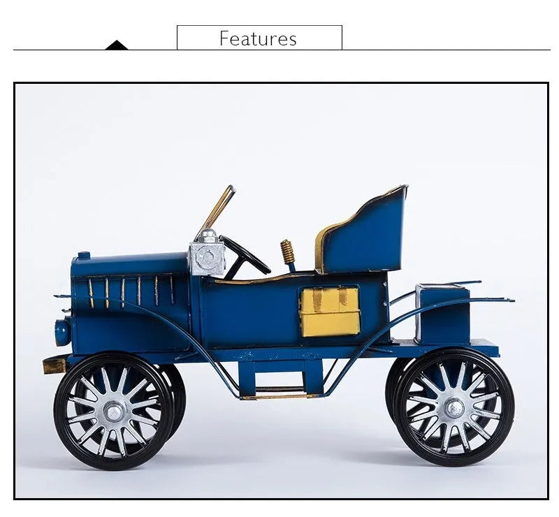 Retro Handmade Metal Classic Car Model Iron Figurine American Style Decor Ornament