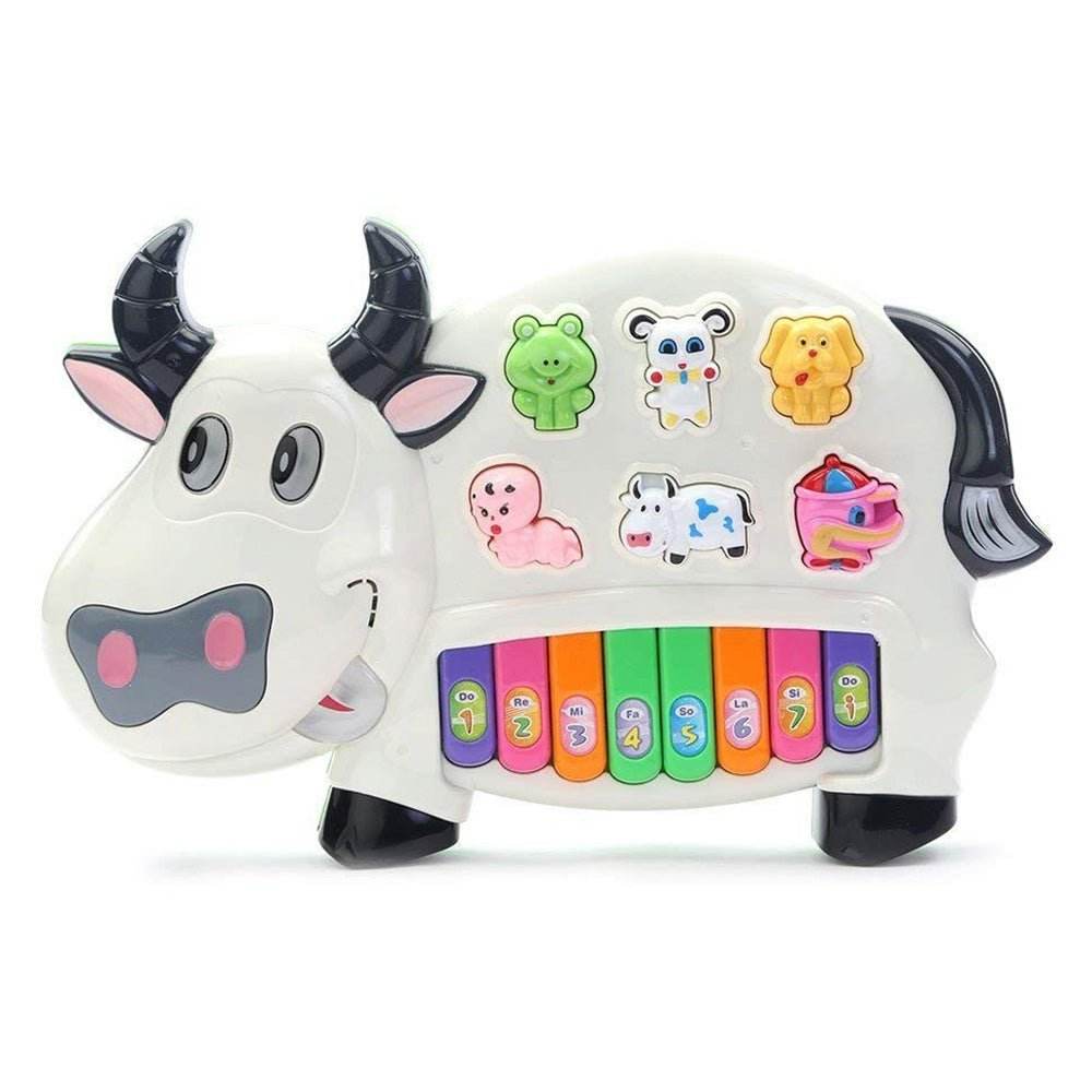 Cow Piano Musical Toy with Animal Sounds & Lights for Kids 3+ - Al-Raheem Imports