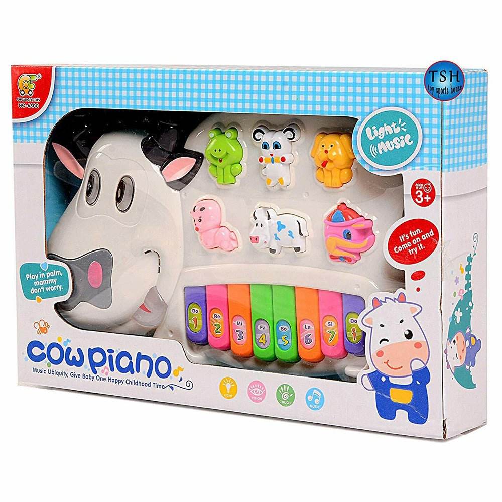 Cow Piano Musical Toy with Animal Sounds & Lights for Kids 3+ - Al-Raheem Imports