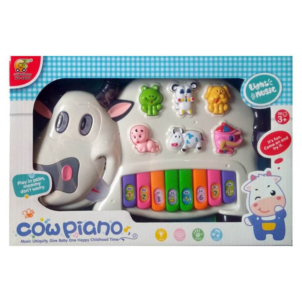 Cow Piano Musical Toy with Animal Sounds & Lights for Kids 3+ - Al-Raheem Imports