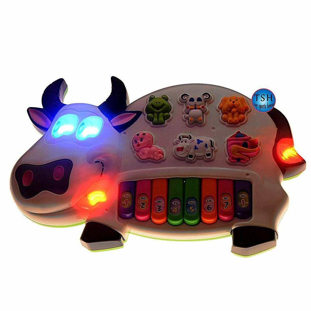 Cow Piano Musical Toy with Animal Sounds & Lights for Kids 3+ - Al-Raheem Imports
