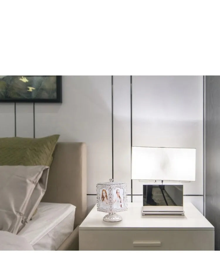 Creative European Photo Frame Table Decoration Music Box 360 Rotating