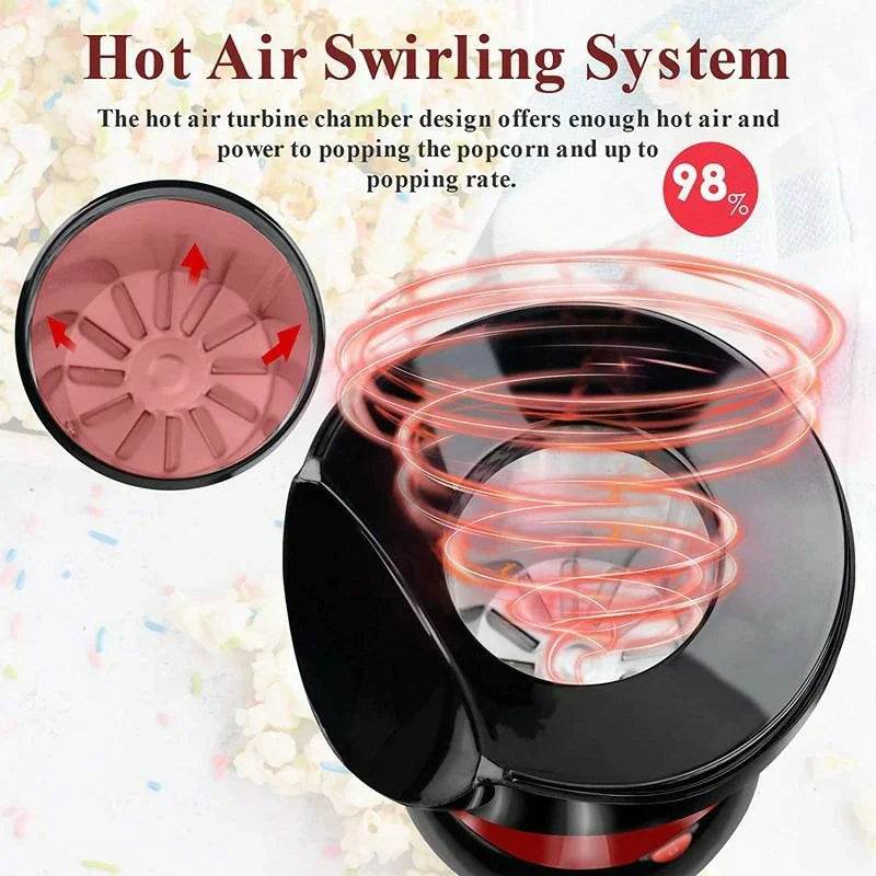 Popcorn Maker Hot Air Popcorn Popper 1200W With Measuring Cup Oil Free Home Party Corn Machine - Al-Raheem Imports