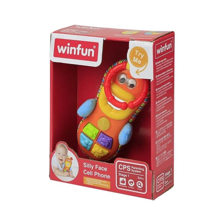 Silly Face Cell Phone Toy for Babies Musical Animal Buttons, Flashing Lights & Mirror (3M+) - Al-Raheem Imports