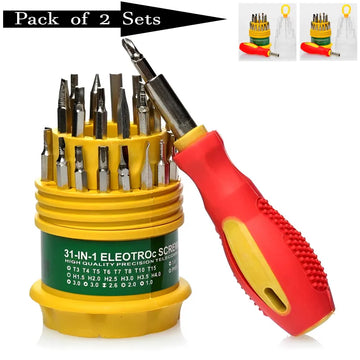 2 Pack 31 In 1 Multi Functional Screwdriver Tool Kit with Magnetic Bits for Mobile Phones Tablets and Small Electronic Product Repair