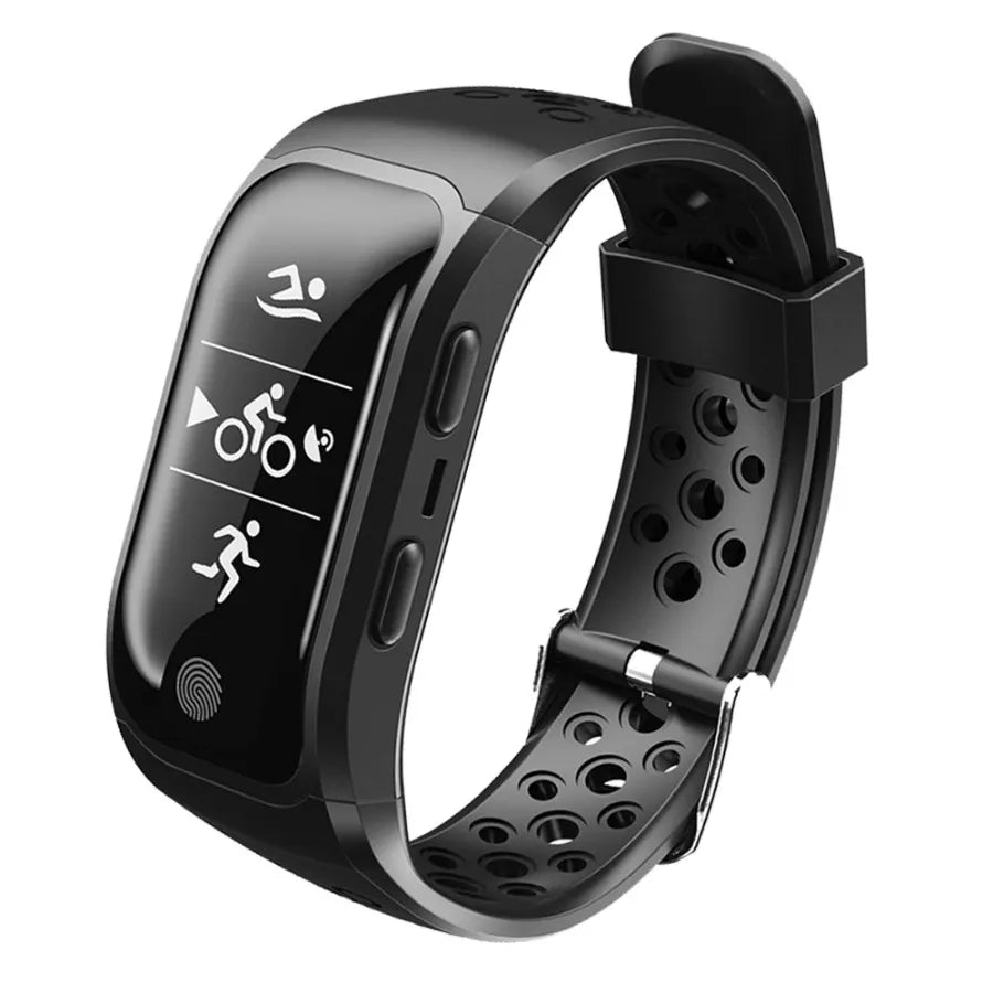 S908 GPS Smart Band IP68 Waterproof Fitness Tracker with Heart Rate Monitor and Call Reminder Black