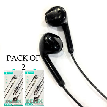 Pack of 2 SOVO SH14 DEMIX Stereo Sound Handsfree with Built In Microphone Noise Reduction In Ear Wired Earphones
