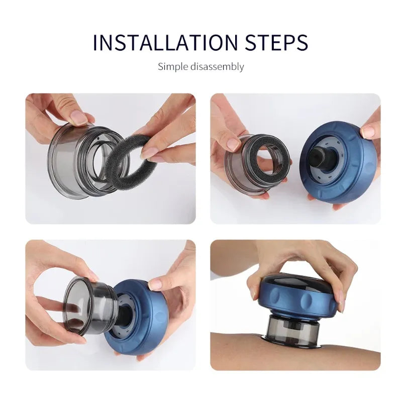 6 Level Multi Functional Intelligent Breathing Cupping Massage Instrument with Red Light Heating and Electric Suction Scraping Therapy for Body Slimming and Muscle Relief