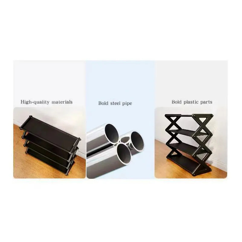 4 Layer X-Type Foldable Shoe Organizer Stand Fashion Rack for Home Storage