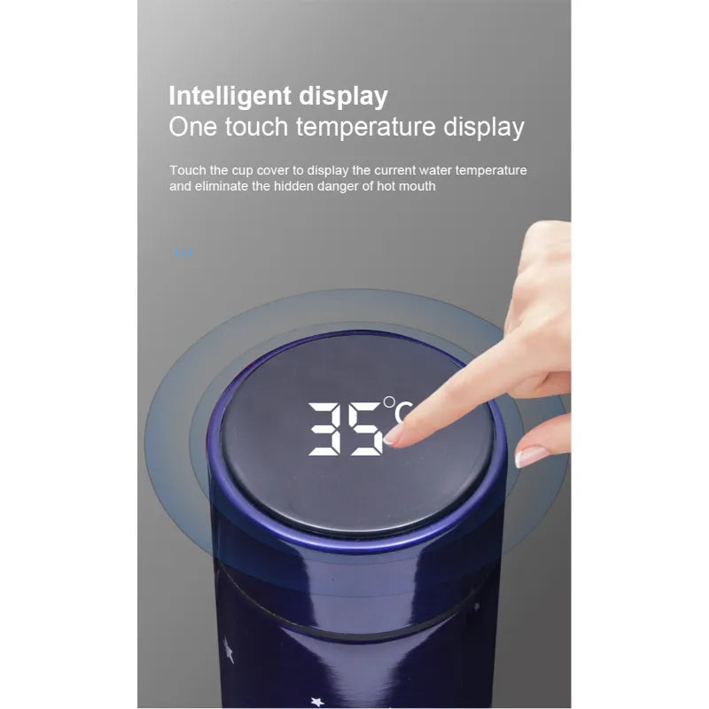 500ml Stainless Steel Starry Sky Gradient LED Temperature Display Thermos Vacuum Insulated Bottle