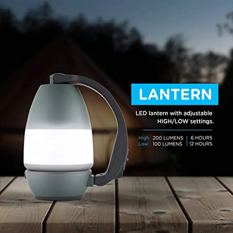 Multi-Functional Portable Rechargeable Camping Lantern with Flashlight Power Bank 360° Rotation