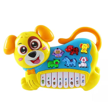 Cute Electronic Music Dog Piano Toy with Flashing Lights and 3 Function Modes