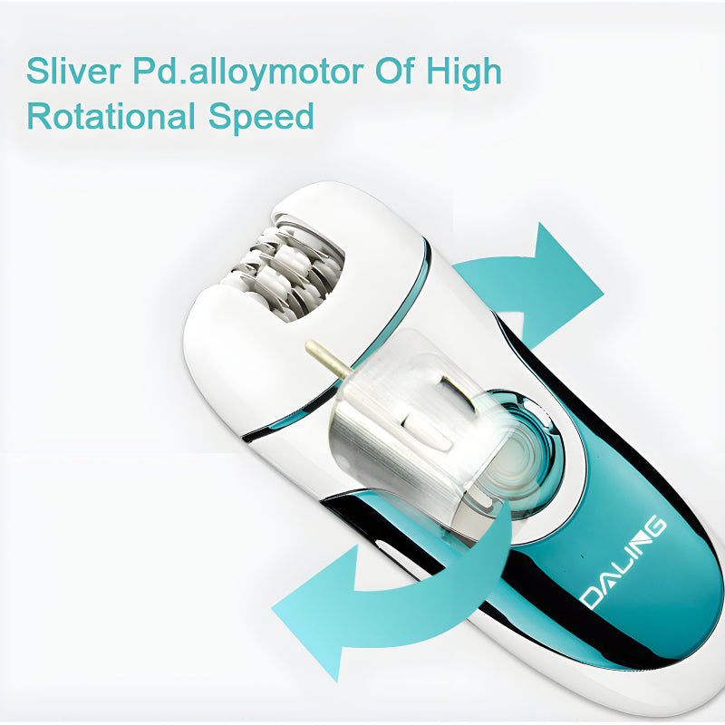 Daling DL 6018 Epilator 4 In 1 Multi Functional Rechargeable Ladies Grooming Kit with LED Light and USB Charging for Face Body and Bikini Line