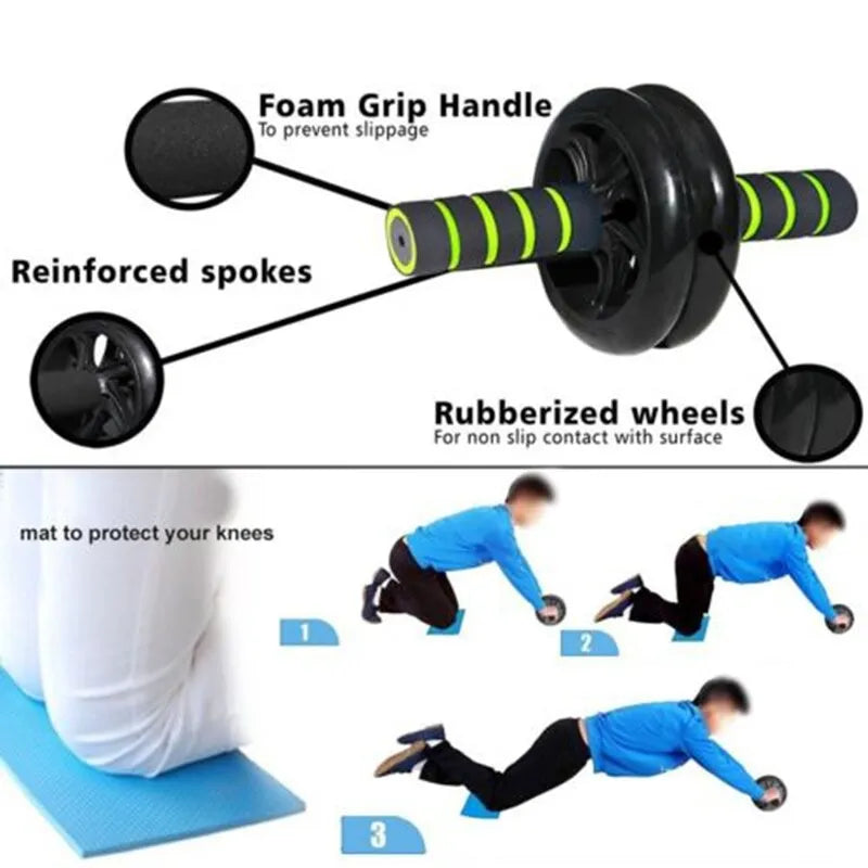 Double Wheel Ab Roller Fitness Equipment 300kg Load Abdominal Muscle Trainer for Home Gym Workout
