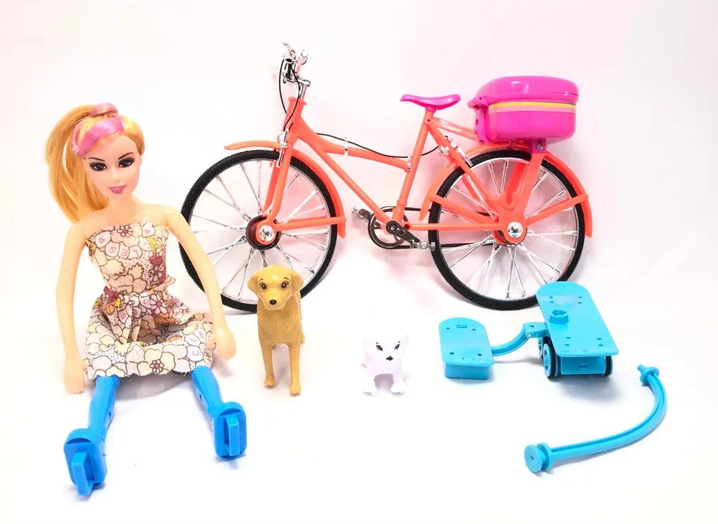 Competition Bicycle Doll Toy with Music and Light Effects for Kids