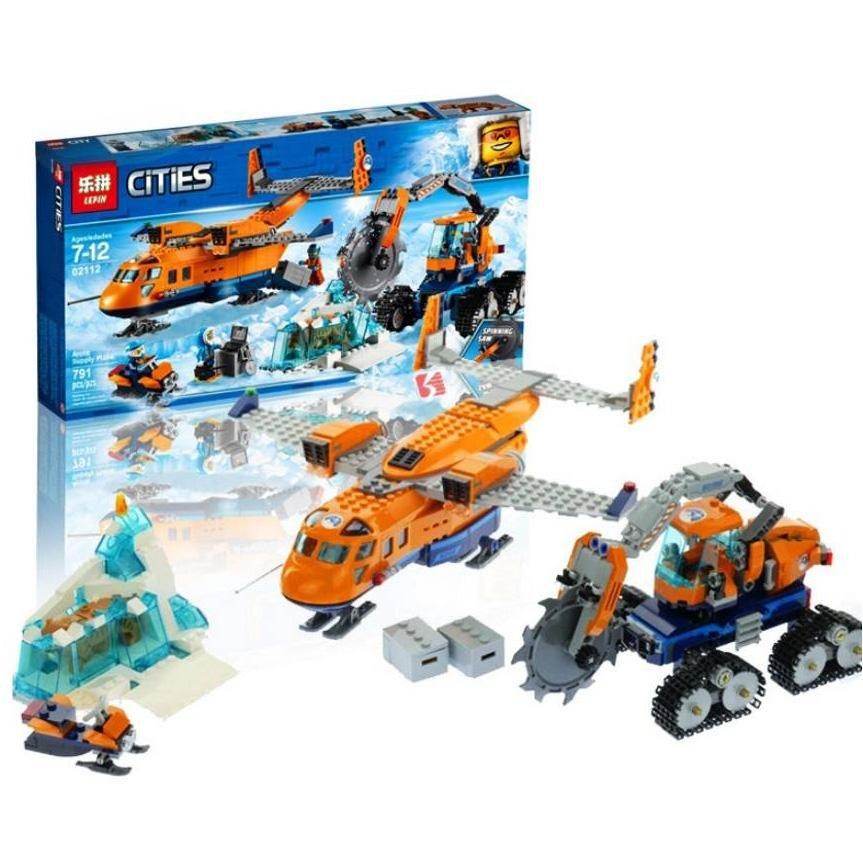 Lepin 02112 City Series Arctic Supply Plane Building Blocks Set with 791 Pieces and 4 Minifigures - Al-Raheem Imports