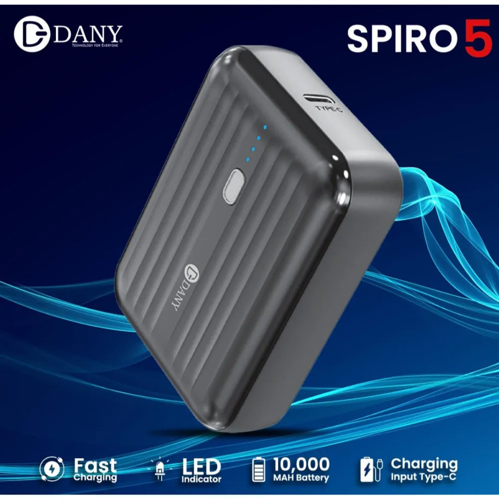 Dany Spiro 5 10000mAh Power Bank with PD 22.5W Quick Charge and LED Indicator