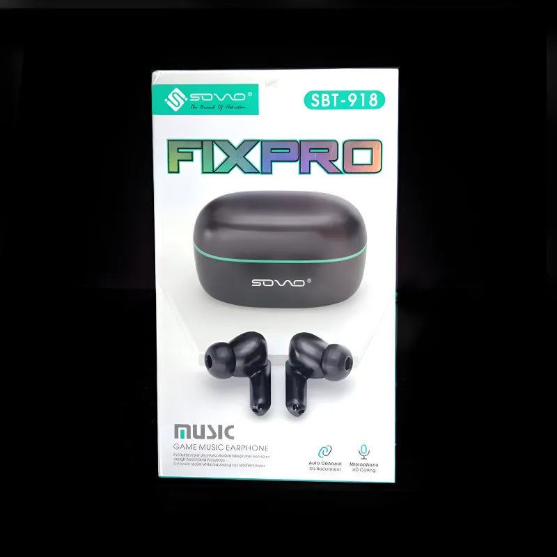 SOVO Fix Pro SBT-918 Heavy Bass Wireless Airpods Bluetooth 5.3 with HD Mic Black