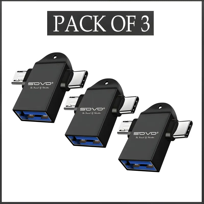 Pack of 3 SOVO SOU-375 2-in-1 OTG Card Reader (Micro USB + Type-C)