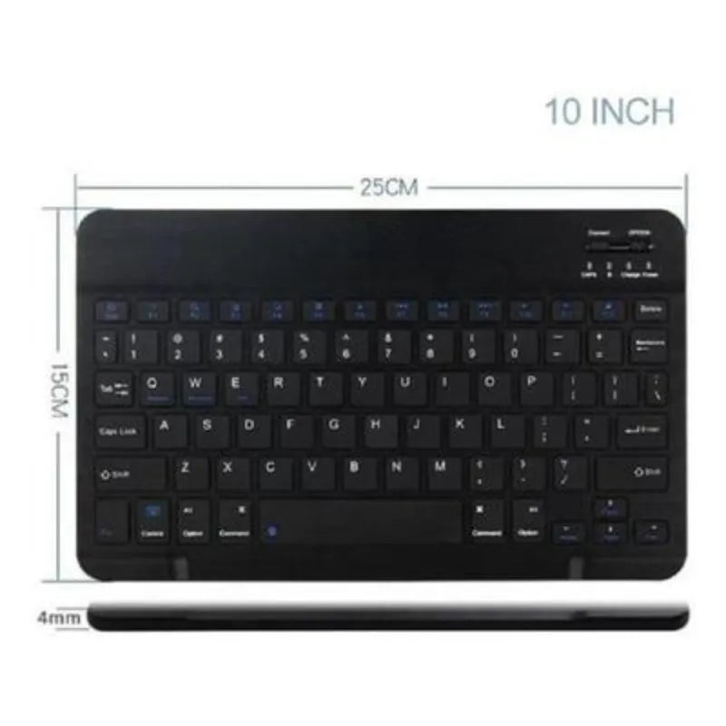 Mini 10 Inch Bluetooth Wireless Keyboard for Phones and Windows Systems Ultra Thin Rechargeable with Shortcut Keys (Black)