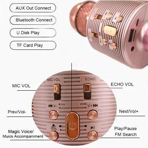 V6 Wireless Karaoke Bluetooth Microphone Speaker with Echo Effect and Noise Reduction - Al-Raheem Imports
