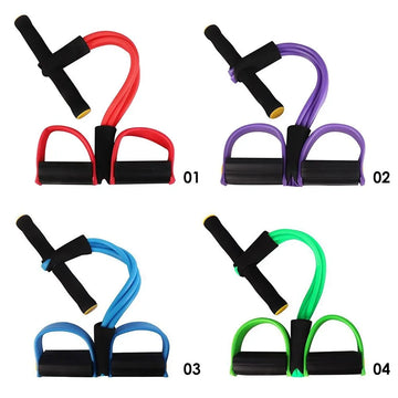 4 Tube Elastic Pull Rope Pedal Exerciser for Abdominal Ankle Home Gym Training