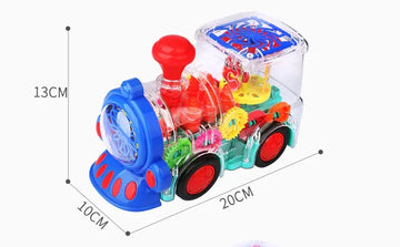 Electric Transparent Gear Train Toy with Colorful Lights and Music for Kids