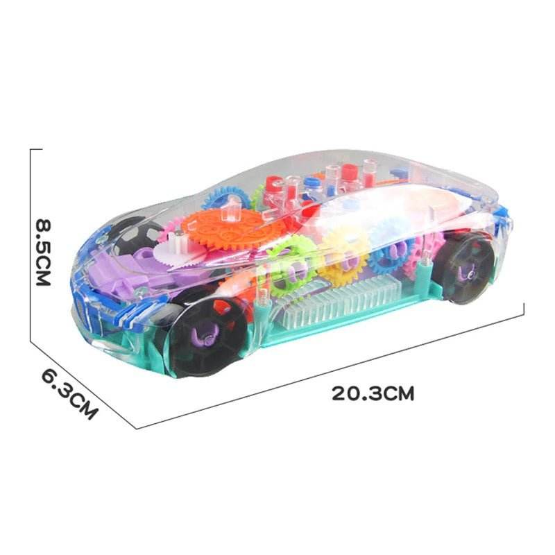 Electric Universal Gear Mechanical Concept Colorful Light Music Transparent Toy Car - Al-Raheem Imports