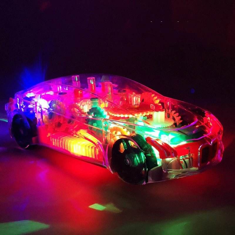Electric Universal Gear Mechanical Concept Colorful Light Music Transparent Toy Car - Al-Raheem Imports