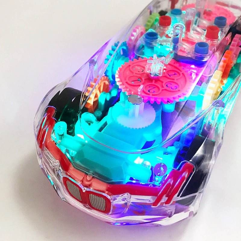Electric Universal Gear Mechanical Concept Colorful Light Music Transparent Toy Car - Al-Raheem Imports