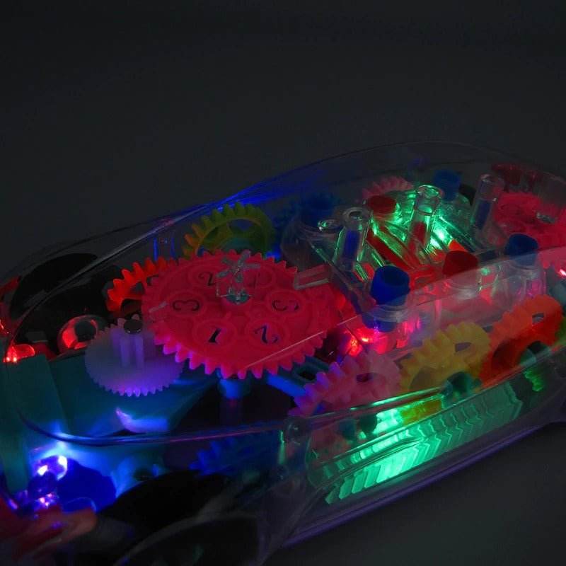 Electric Universal Gear Mechanical Concept Colorful Light Music Transparent Toy Car - Al-Raheem Imports