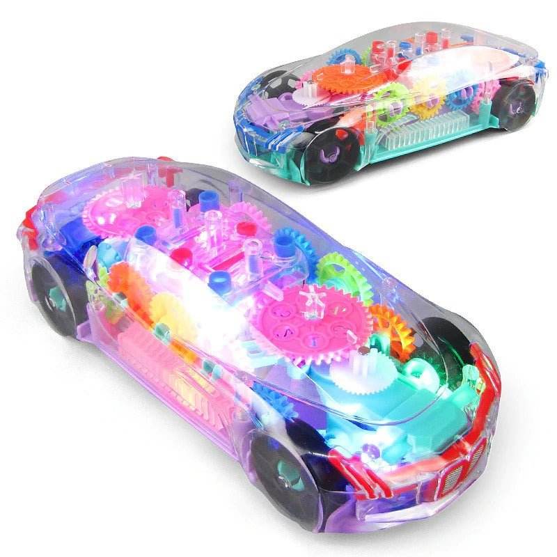 Electric Universal Gear Mechanical Concept Colorful Light Music Transparent Toy Car - Al-Raheem Imports
