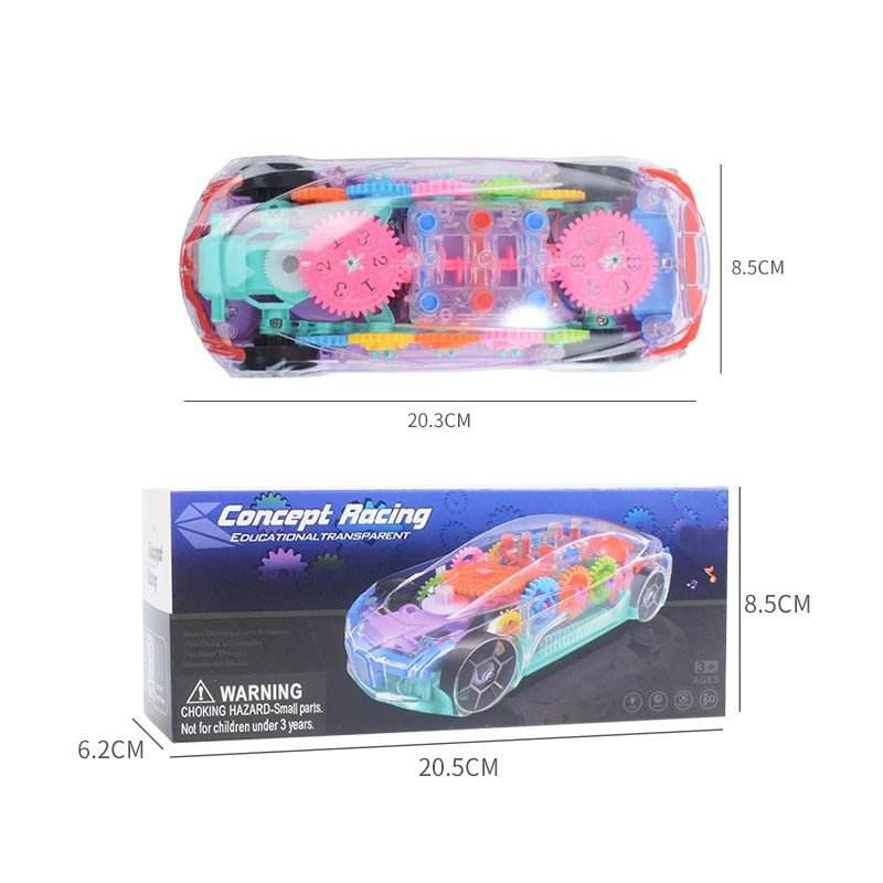 Electric Universal Gear Mechanical Concept Colorful Light Music Transparent Toy Car - Al-Raheem Imports