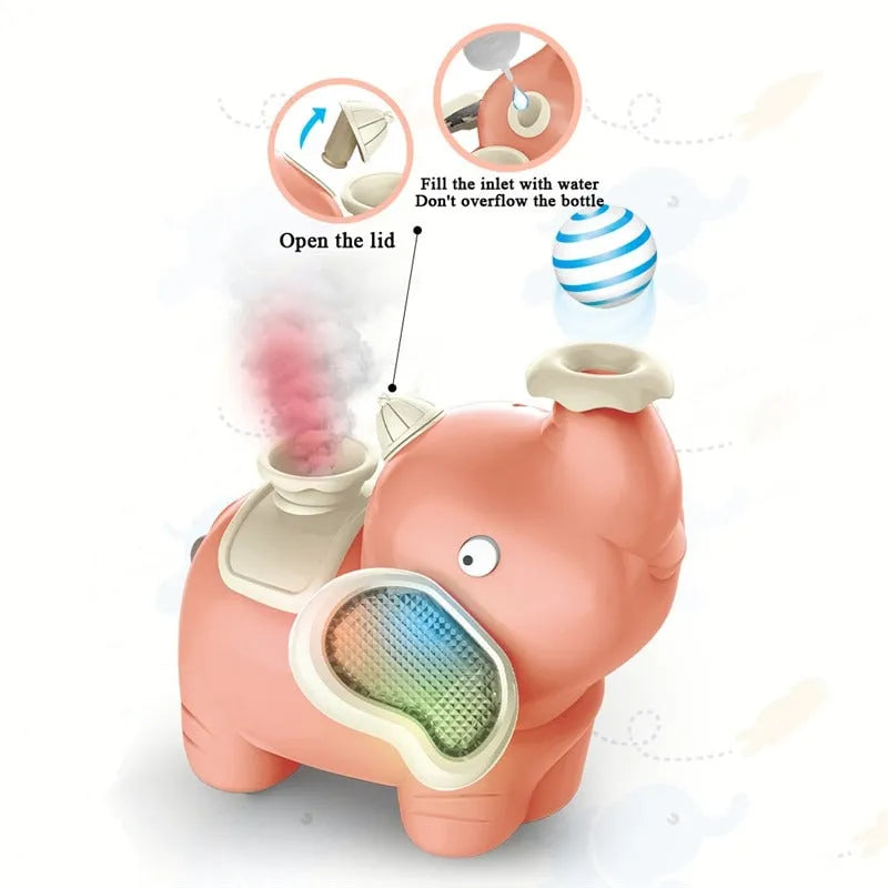 Ball Blowing Elephant Toy with Music Light and Dual Speed Modes for Kids