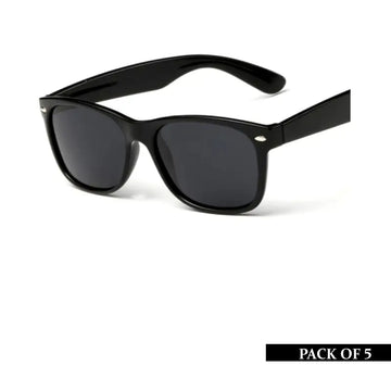Pack of 5 Designer Vintage Wayfarer Sunglasses Matte Black Unisex Men Women Fashion Eyewear