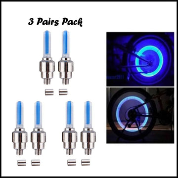 Pack of 3 Pairs LED Tire Valve Caps Lights for Motorcycles Mountain and Road Bikes with Motion Activated Neon Wheel Safety Lighting