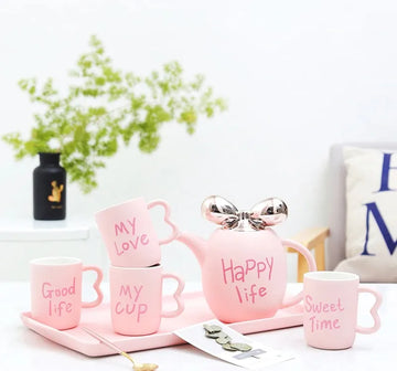 European Style Luxury Ceramic Coffee and Tea Cup Set 240ml with 1000ml Pot