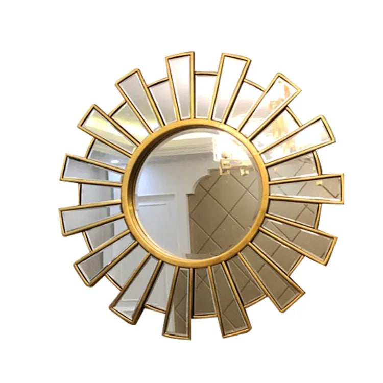 European Modern Fireplace Decorative Round Wall Mirror with Large Resin Frame