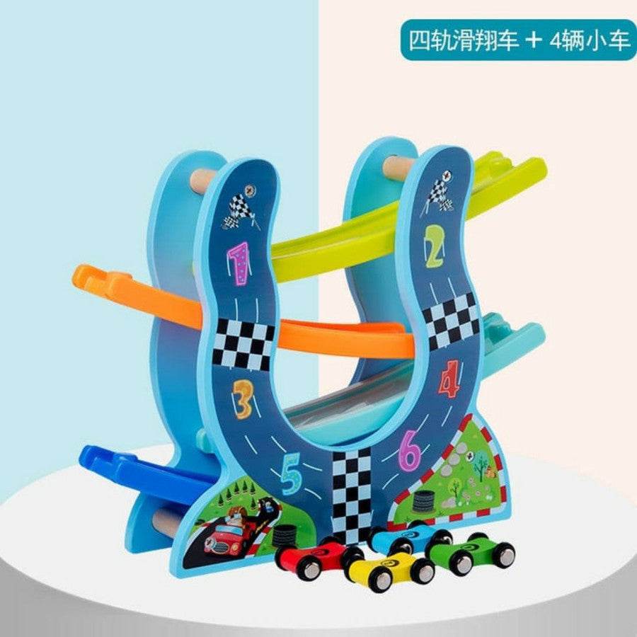 Wooden Four Deck Pulley Car Parking Track Toy - Al-Raheem Imports