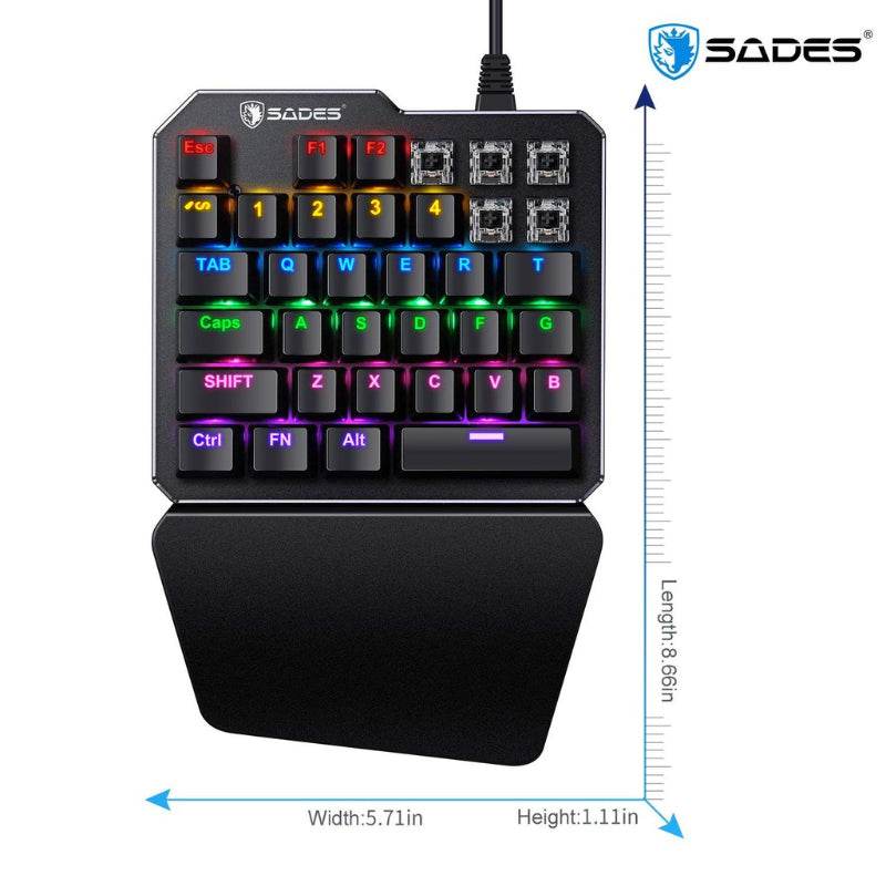 Sades TS-35 One Handed 35 Keys Mechanical RGB Gaming Keyboard with LED Backlit - Al-Raheem Imports