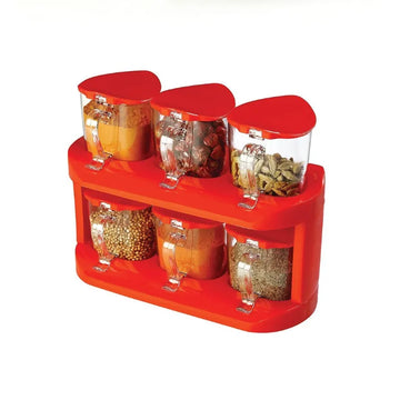 6 Piece Fashion Style Seasoning Spice Rack Set with Acrylic Jars