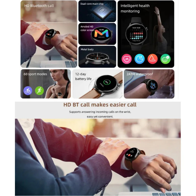 Mibro Lite 2 Dual-Core 1.3 Inch AMOLED HD Bluetooth Calling Smartwatch with Dual Straps