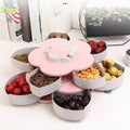 Flower Design Double Layer Rotating Fruit Basket Creative Candy Box 5 Grids - Al-Raheem Imports