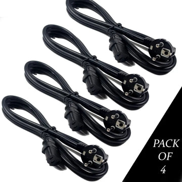 Pack of 4 AC Copper Power Cable Extension Cord for PC, Monitor, and Printer