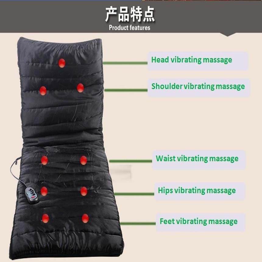 Full Body Tourmaline Massage Mattress 9 Heads Heating Vibrating Therapy 168cm - Al-Raheem Imports