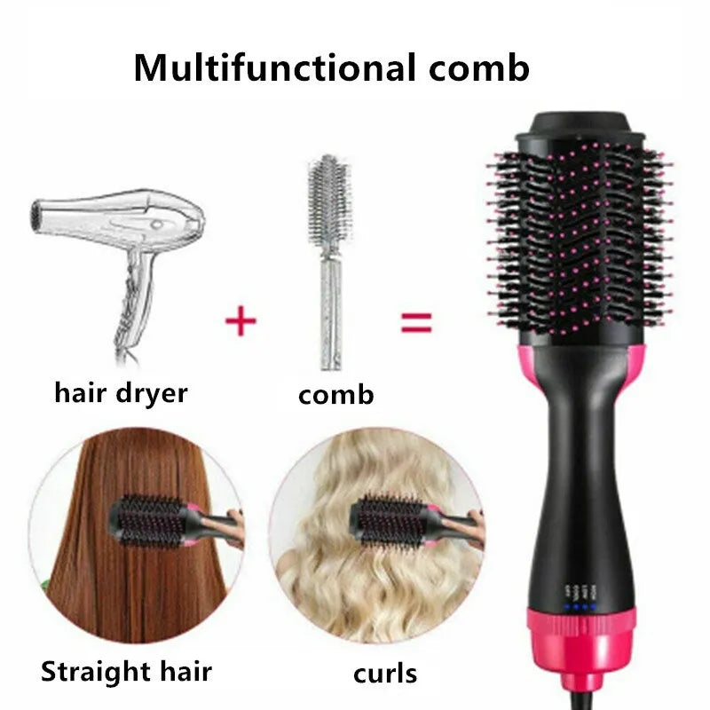 2 In 1 One Step Hair Dryer And Volumizer Brush Tourmaline Ceramic Negative Ion Fast Styling Straightener Curler