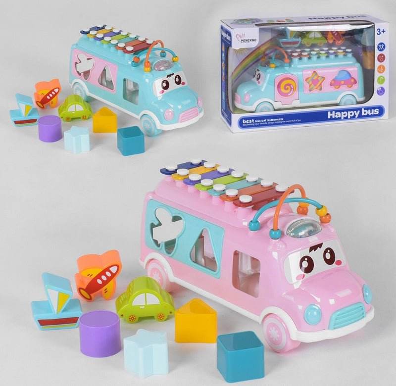 Happy Bus Shape Xylophone Multi Color Musical Toy for Kids 3+ Educational - Al-Raheem Imports