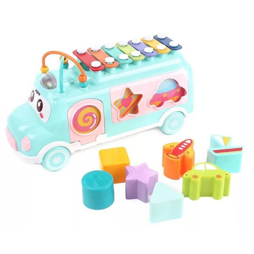 Happy Bus Shape Xylophone Multi Color Musical Toy for Kids 3+ Educational - Al-Raheem Imports