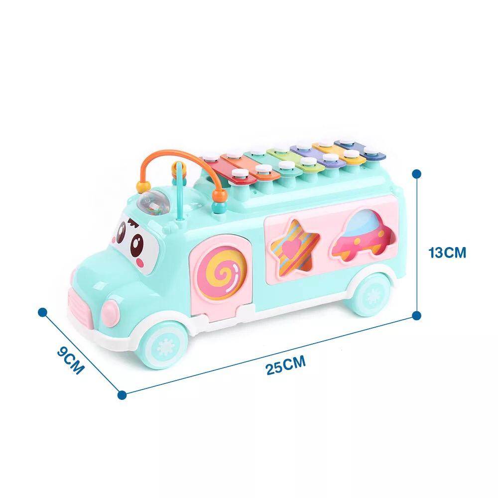 Happy Bus Shape Xylophone Multi Color Musical Toy for Kids 3+ Educational - Al-Raheem Imports
